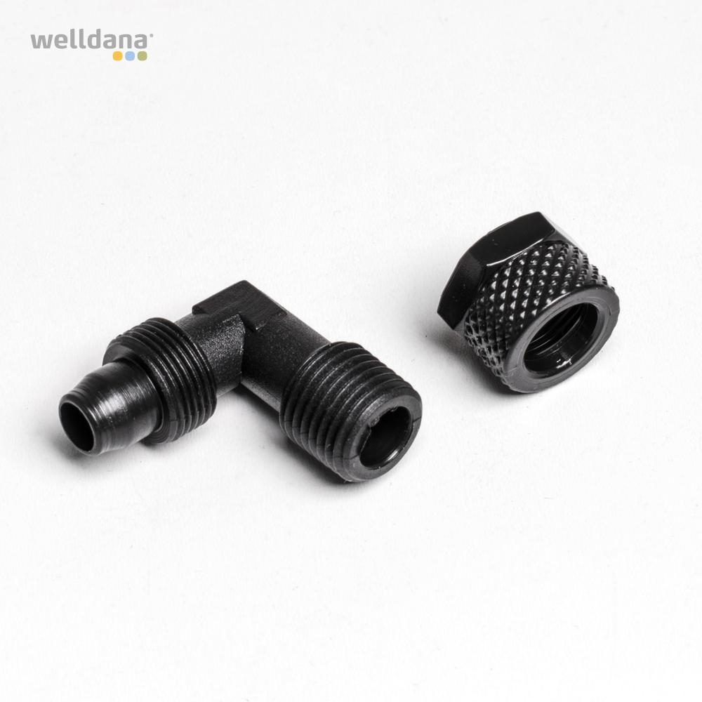 Adapter 90º ¼"x8/10 mm. m/omløber - Image 2