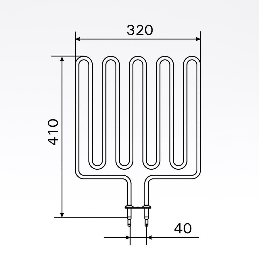 Sauna element 2500W, 230V Terminaler i bunden.